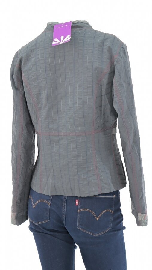 Gilet Cardigan Patrice Breal Gris Et Noir Taille 38 - Maille Rayée, Occasion Très Bon état